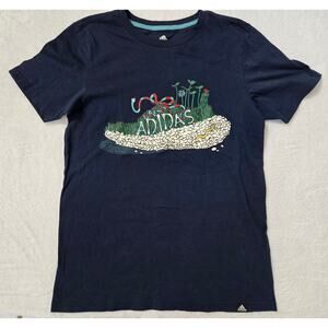 Adidas Big Boys Youth Large 14-16 Navy Shoe Garden Graphic T Shirt